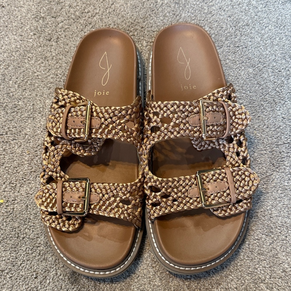 Joie Brown Weaver Double Buckle Strap Sandals Size 9.5